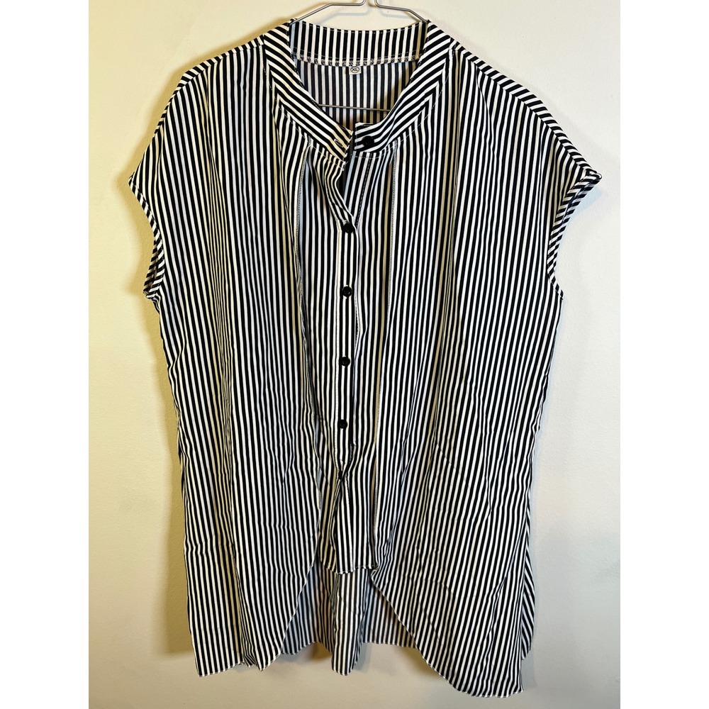Unbranded Women Blouse Vertical Stripe Black White XL‎